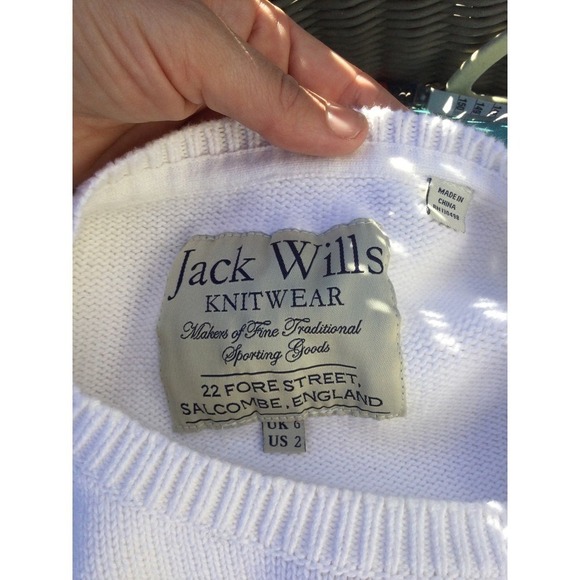 Jack Willis knitwear womens sweater size 2 white pink colorblock cotton England - Picture 9 of 10